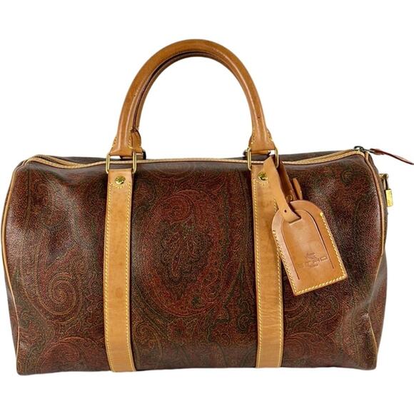 Etro Bordeaux Paisley Boston Bag